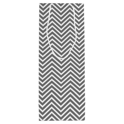 Pastel Roze en Grijze Chevrons Aangepaste naam Wijn Cadeautas (Achterkant)