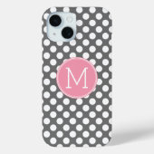 Pastel roze en grijze pooldots met aangepast monog Case-Mate iPhone case (Achterkant)