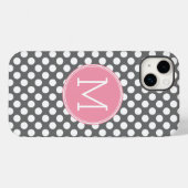 Pastel roze en grijze pooldots met aangepast monog Case-Mate iPhone case (Achterkant (horizontaal))
