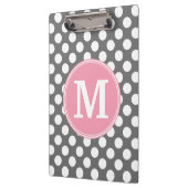 Pastel roze en grijze pooldots met aangepast monog klembord (Links)