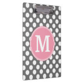 Pastel roze en grijze pooldots met aangepast monog klembord (Rechts)
