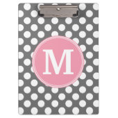 Pastel roze en grijze pooldots met aangepast monog klembord (Voorkant)