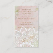 Pastel Roze en Groen Witte Mandala Serene Visitekaartje (Achterkant)