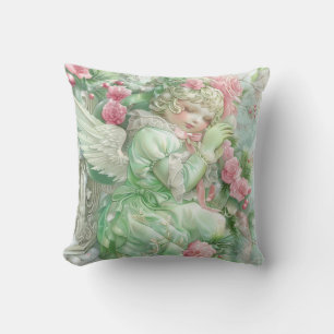 Pastel Roze en Groene Kerst Kussensloop Kussen