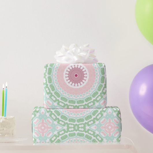 Pastel Roze en Groene Mandala Cadeaupapier (Feestgeschenken)