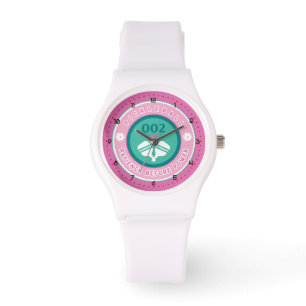 Pastel roze en minitroogkleurige pickleball horloge