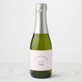 Pastel Roze en Paars Wees Mijn Bruidsmeisje? Sparkling Wijnetiket
