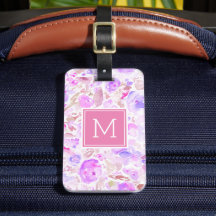 Pastel Roze en Paarse Bloemen Custom Monogrammed