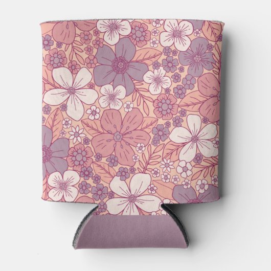 Pastel Roze en Paarse Floral Blikjeskoeler (Voorkant)