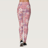 Pastel Roze en Paarse Floral Leggings (Achterkant)