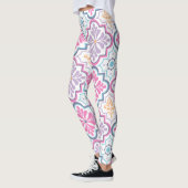 Pastel Roze en Paarse Floral Pattern Leggings (Links)