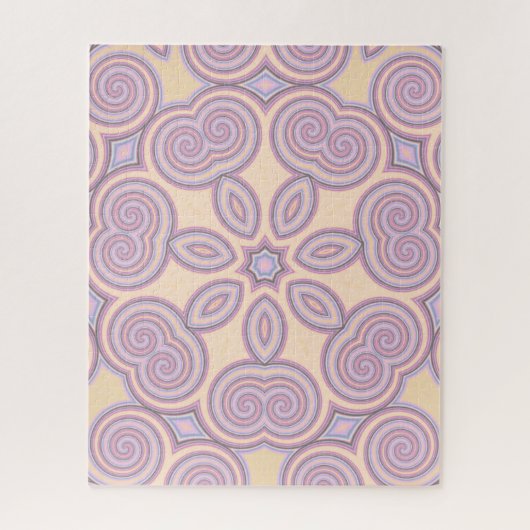Pastel Roze en Paarse Kaleidoscoop Patroon Legpuzzel (Verticaal)