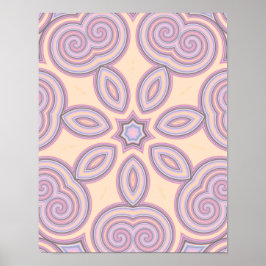 Pastel Roze en Paarse Kaleidoscoop Patroon Poster