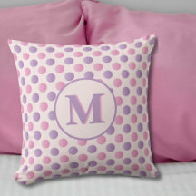 Pastel roze en Paarse polka dots monogram