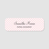Pastel Roze en Wit Checkerboard Naamplaatje (Voorkant)