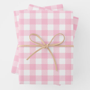 pastel roze en witte buffel geruite inpakpapier vel