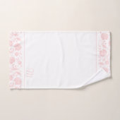 Pastel-roze en witte  damast monogram bad handdoek (Handdoek)