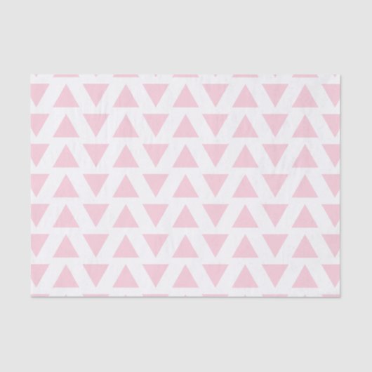 Pastel Roze en Witte Driehoeken Patroon Tissuepapier (Voorkant)