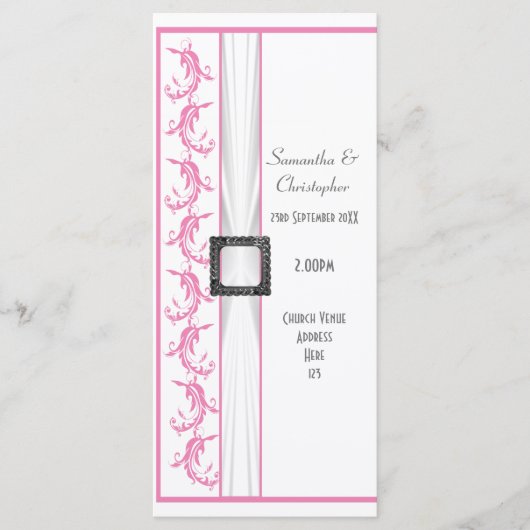 Pastel roze en witte kerk bruiloft programma (Voorkant)