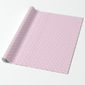 Pastel Roze en Witte Lattice Quatrefoil Cadeaupapier (Uitgerold)