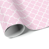 Pastel Roze en Witte Lattice Quatrefoil Cadeaupapier (Rol Hoek)
