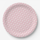 Pastel roze en witte poka dots patroon papieren bordje (Voorkant)