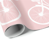 Pastel Roze en Witte Retrofiets Cadeaupapier (Rol Hoek)