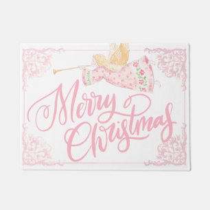 Pastel Roze Engel Kerstmis Deurmat