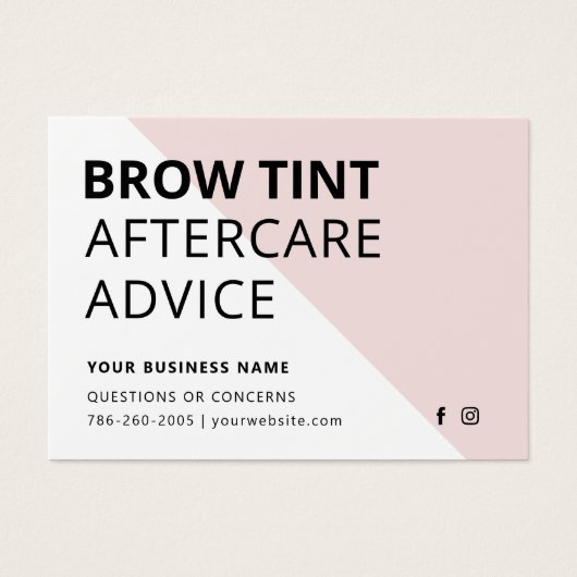 Pastel Roze Eyebrow Tint Aftercare Kaart (Voorkant)