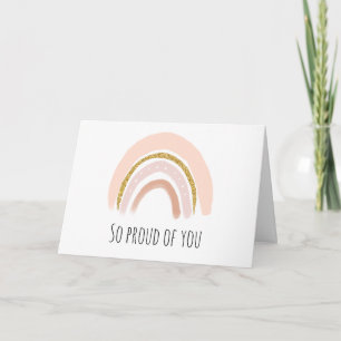 Pastel Roze & Faux Glitter Boho Regenboog Afstuder Kaart