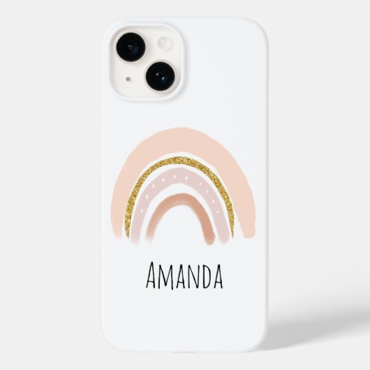 Pastel Roze & Faux Glitter Regenboog Boho Case-Mate iPhone Case (Achterkant)
