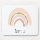 Pastel Roze & Faux Glitter Regenboog Boho Muismat (Voorkant)