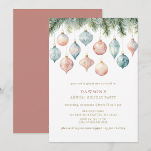 Pastel Roze Feestelijke Bedrijfs Kerstborrel Kaart