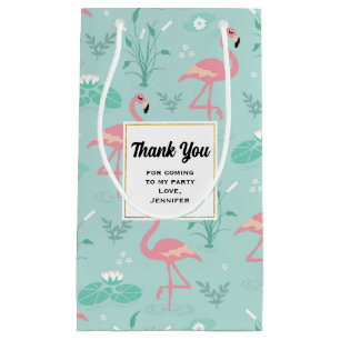 Pastel roze flamingo's groen patroon dank u klein cadeauzakje