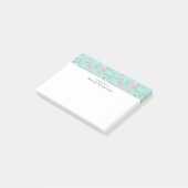 Pastel roze flamingo's groen patroon post-it® notes (Schuin)