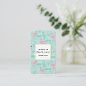 Pastel roze flamingo's groen patroon visitekaartje (Staand voorkant)
