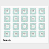 Pastel roze flamingo's patroonfeest dank u vierkante sticker (Vel)