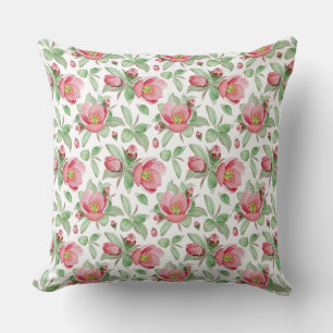 Pastel, roze Floral Waterverf Design Pillow Kussen