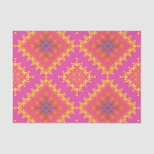 Pastel Roze Geel Elegant Patroon Tissuepapier (Voorkant)