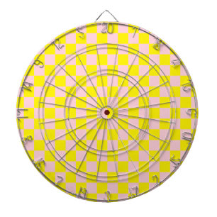 Pastel Roze Geel Geruite Checkerboard Dartbord