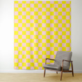 Pastel Roze Geel Geruite Checkerboard  Wandkleed (In situ)