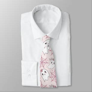 Pastel Roze Geest Halloween Kawaii Patroon Stropdas
