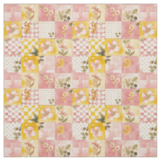 Pastel Roze Gele Patchwork Vintage Dekbed Stof
