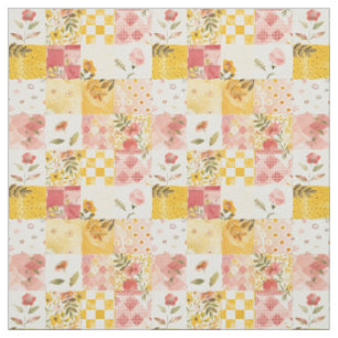 Pastel Roze Gele Patchwork Vintage Dekbed Stof