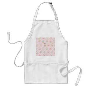 Pastel Roze Gingham Mooie Cupcakes Patroon Standaard Schort