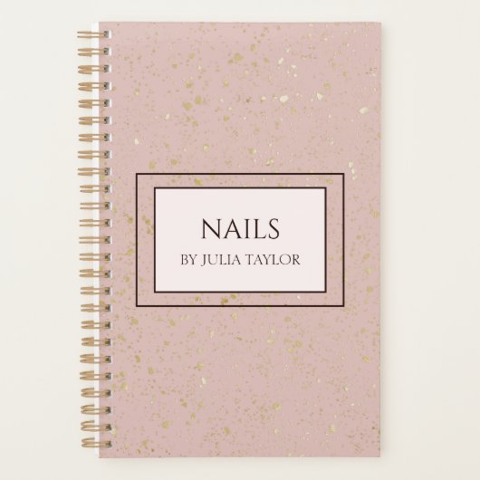 Pastel Roze Glitter Nail Salon Manicurist Planner (Voorkant)