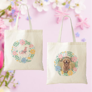 Pastel Roze Golden Retriever Met Foto Tote Bag