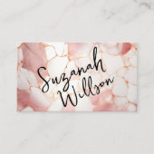 Pastel Roze Goud Marmer Elegant Visitekaartje (Voorkant)