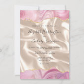 Pastel Roze Gouden Agaat Ivoor Zijde Huwelijk Kaart (Voorkant)