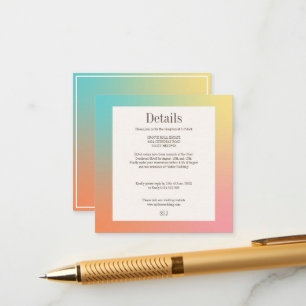 Pastel Roze Gradient Retro Elegant Bruiloft Informatiekaartje